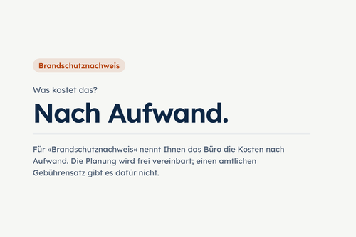 Die Kostenauskunft im Formular: nach Aufwand, weil es keinen amtlichen Gebührensatz gibt