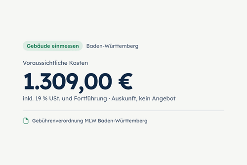 Die Übersicht vor dem Absenden mit der voraussichtlichen Gebühr nach Landesrecht
